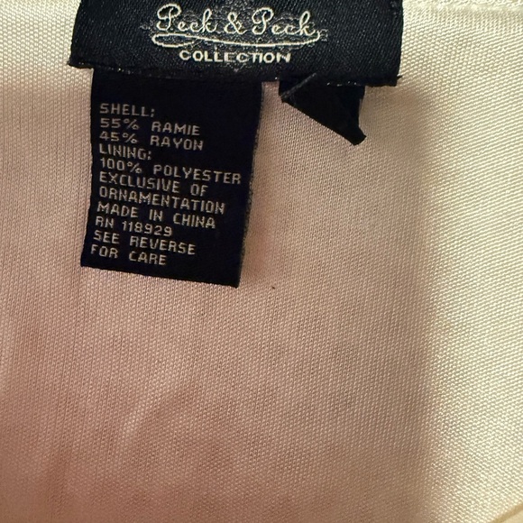 Peck & Peck Cream Crochet Blouse with Pearl Accent - Picture 8 of 11